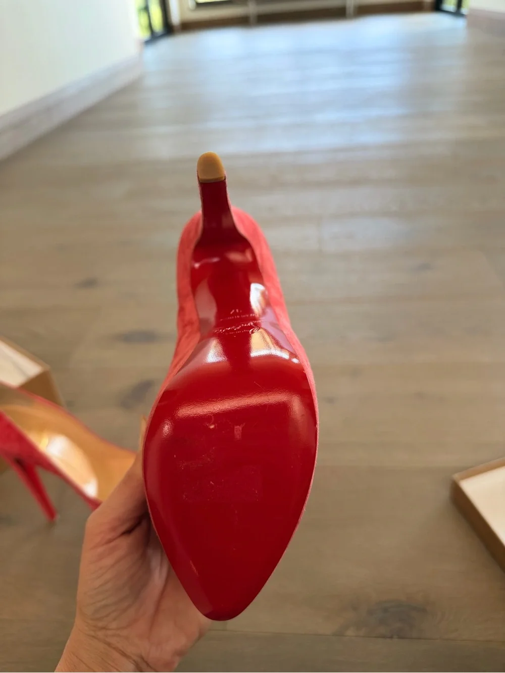 Christian Louboutin Red Suede Platform Pumps with High Stiletto Heel